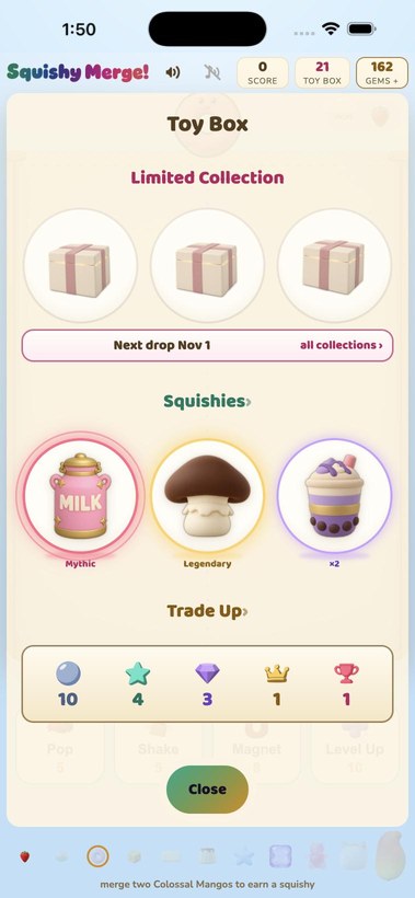 The Toy Box collection screen